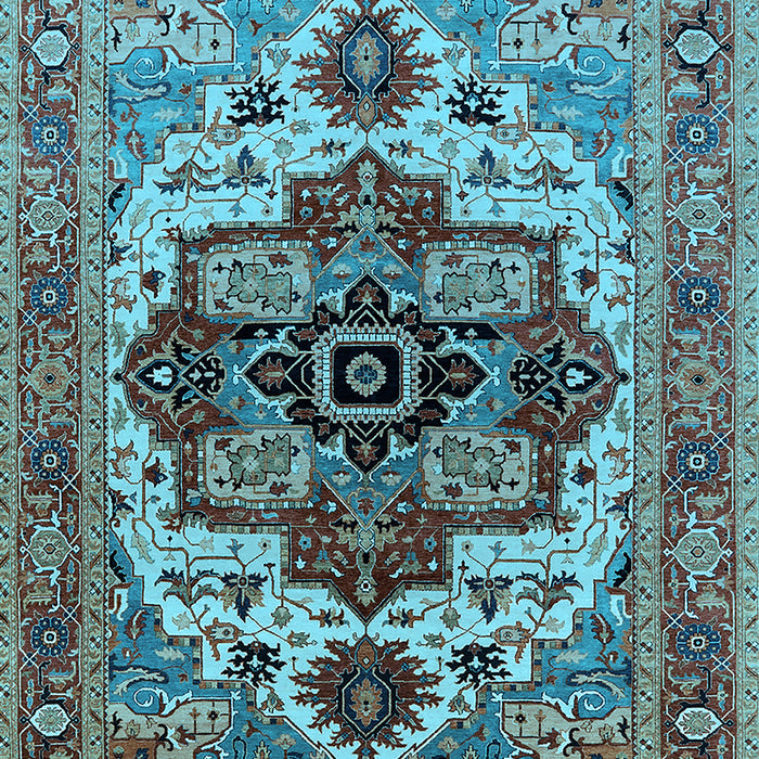 Machine Washable Oriental Light Blue Industrial Rug, wshurb2723lblu