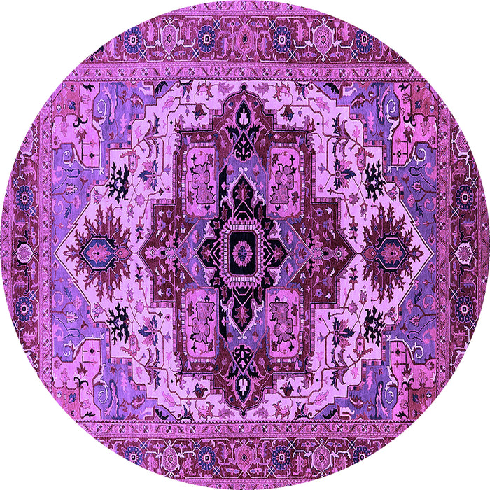 Round Oriental Purple Industrial Rug, urb2723pur