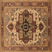 Square Machine Washable Oriental Brown Industrial Rug, wshurb2723brn