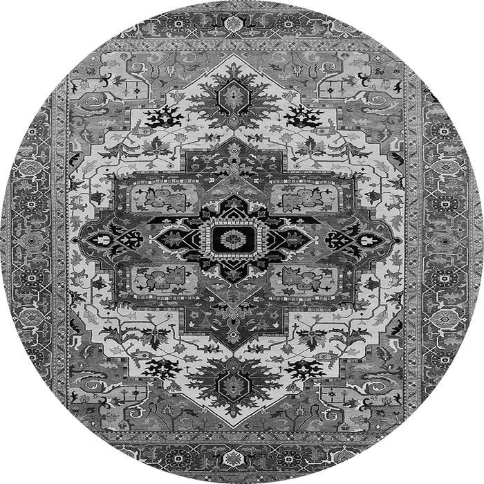 Round Machine Washable Oriental Gray Industrial Rug, wshurb2723gry