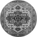 Round Machine Washable Oriental Gray Industrial Rug, wshurb2723gry