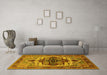 Machine Washable Oriental Yellow Industrial Rug in a Living Room, wshurb2723yw