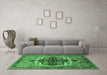 Machine Washable Oriental Emerald Green Industrial Area Rugs in a Living Room,, wshurb2723emgrn