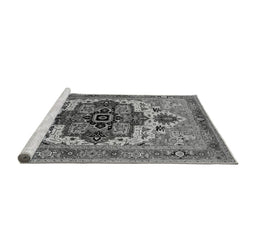Sideview of Machine Washable Oriental Gray Industrial Rug, wshurb2723gry