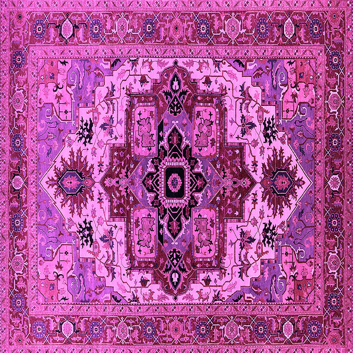 Square Machine Washable Oriental Pink Industrial Rug, wshurb2723pnk