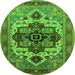 Round Machine Washable Oriental Green Industrial Area Rugs, wshurb2723grn