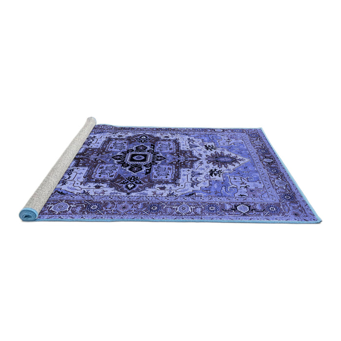 Sideview of Machine Washable Oriental Blue Industrial Rug, wshurb2723blu