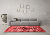 Machine Washable Oriental Red Industrial Rug, wshurb2723red