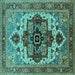 Square Oriental Turquoise Industrial Rug, urb2723turq