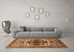 Machine Washable Oriental Brown Industrial Rug in a Living Room,, wshurb2723brn