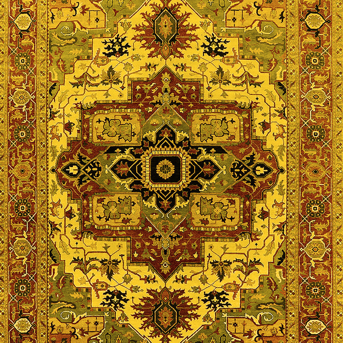 Machine Washable Oriental Yellow Industrial Rug, wshurb2723yw