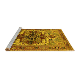 Sideview of Machine Washable Oriental Yellow Industrial Rug, wshurb2723yw