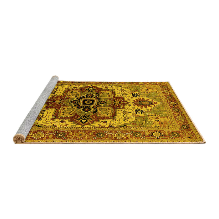 Sideview of Machine Washable Oriental Yellow Industrial Rug, wshurb2723yw