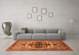 Machine Washable Oriental Orange Industrial Area Rugs in a Living Room, wshurb2723org