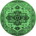 Round Oriental Emerald Green Industrial Rug, urb2723emgrn