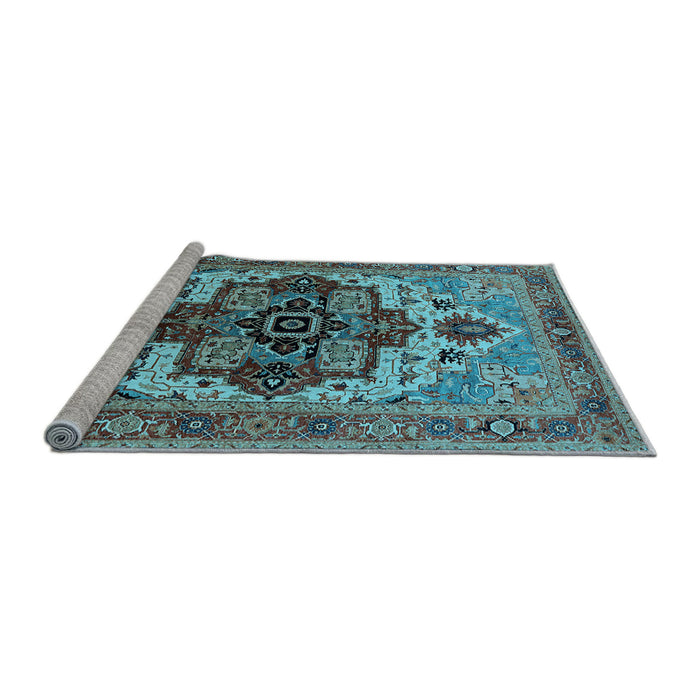 Sideview of Machine Washable Oriental Light Blue Industrial Rug, wshurb2723lblu