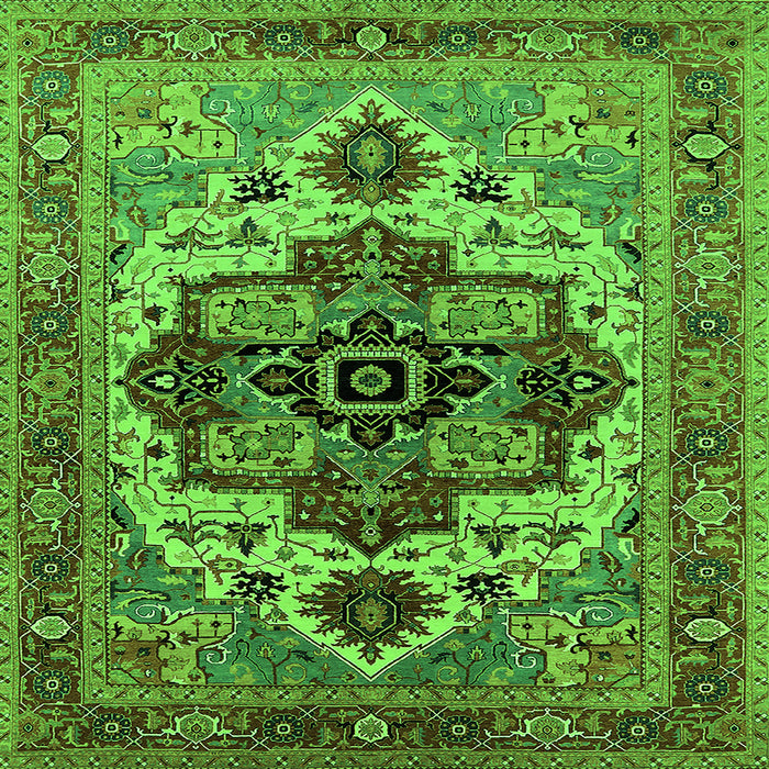 Square Machine Washable Oriental Green Industrial Area Rugs, wshurb2723grn