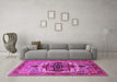Machine Washable Oriental Pink Industrial Rug in a Living Room, wshurb2723pnk
