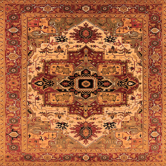 Square Machine Washable Oriental Orange Industrial Area Rugs, wshurb2723org