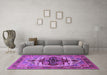 Machine Washable Oriental Purple Industrial Area Rugs in a Living Room, wshurb2723pur