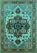 Machine Washable Oriental Turquoise Industrial Area Rugs, wshurb2723turq