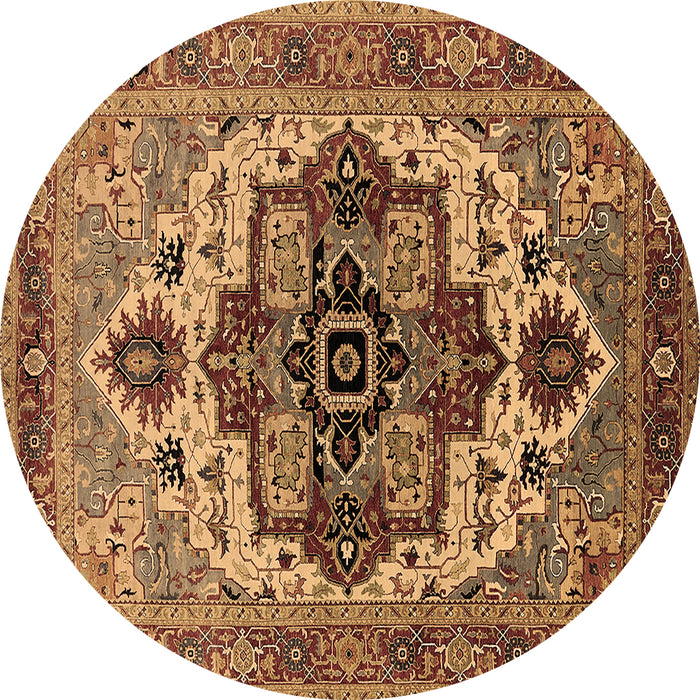 Round Machine Washable Oriental Brown Industrial Rug, wshurb2723brn