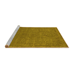 Sideview of Machine Washable Oriental Yellow Industrial Rug, wshurb2724yw