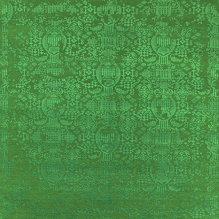 Square Machine Washable Oriental Green Industrial Area Rugs, wshurb2724grn