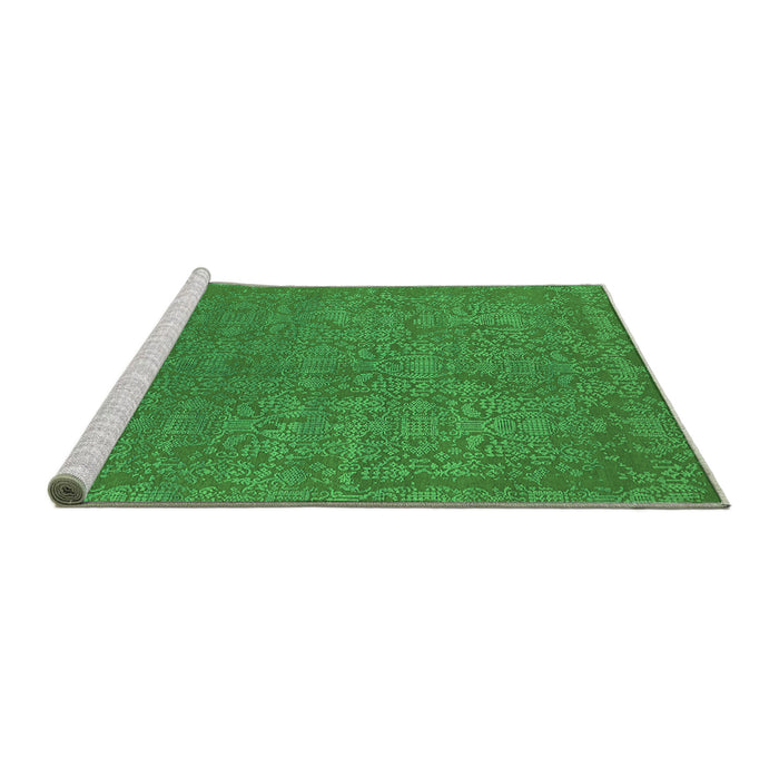 Sideview of Machine Washable Oriental Green Industrial Area Rugs, wshurb2724grn