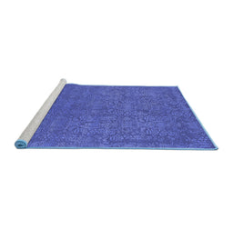 Sideview of Machine Washable Oriental Blue Industrial Rug, wshurb2724blu