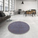 Round Machine Washable Industrial Modern Carbon Gray Rug in a Office, wshurb2724