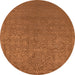 Round Machine Washable Oriental Orange Industrial Area Rugs, wshurb2724org