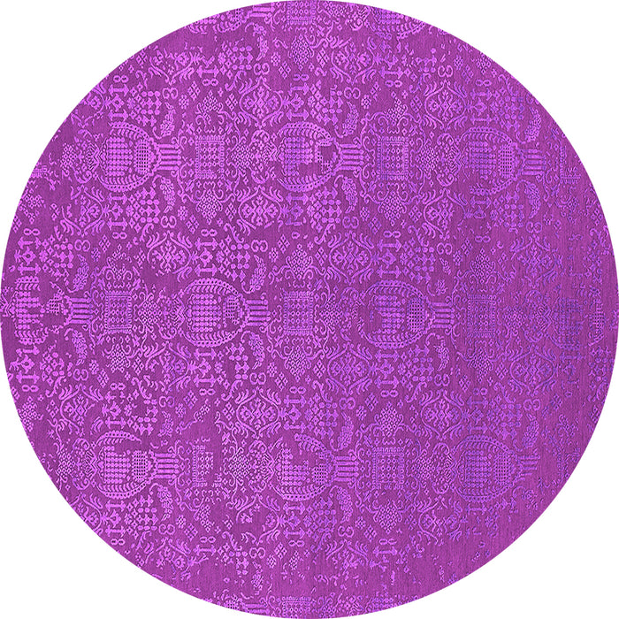 Round Machine Washable Oriental Pink Industrial Rug, wshurb2724pnk