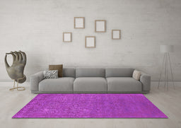 Machine Washable Oriental Pink Industrial Rug in a Living Room, wshurb2724pnk