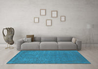 Machine Washable Oriental Light Blue Industrial Rug, wshurb2724lblu