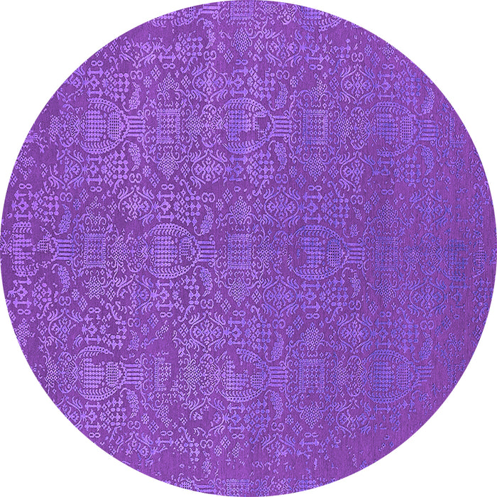 Round Machine Washable Oriental Purple Industrial Area Rugs, wshurb2724pur
