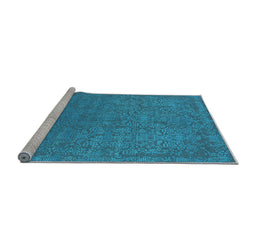 Sideview of Machine Washable Oriental Light Blue Industrial Rug, wshurb2724lblu