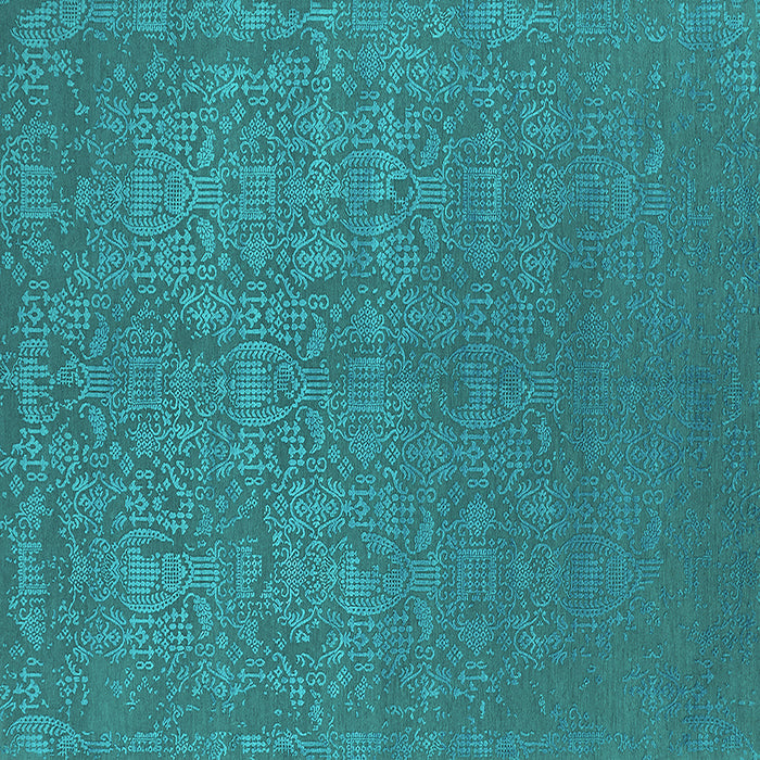 Square Oriental Turquoise Industrial Rug, urb2724turq