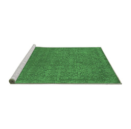 Sideview of Machine Washable Oriental Emerald Green Industrial Area Rugs, wshurb2724emgrn