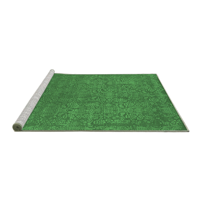 Sideview of Machine Washable Oriental Emerald Green Industrial Area Rugs, wshurb2724emgrn