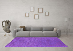 Machine Washable Oriental Purple Industrial Area Rugs in a Living Room, wshurb2724pur