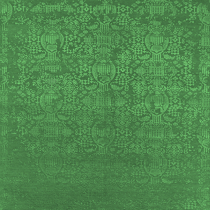Square Oriental Emerald Green Industrial Rug, urb2724emgrn