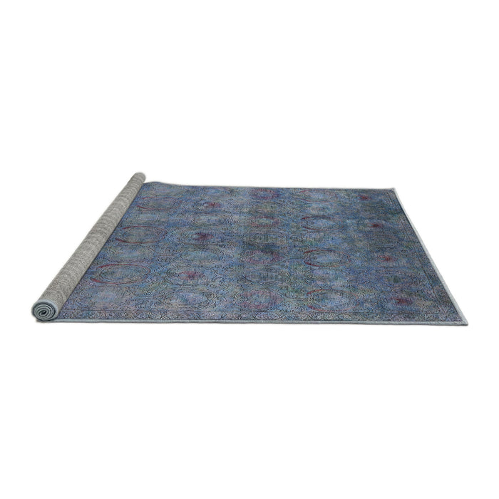 Sideview of Machine Washable Industrial Modern Azure Blue Rug, wshurb2725