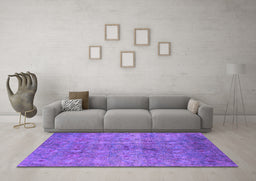 Machine Washable Persian Purple Bohemian Area Rugs in a Living Room, wshurb2725pur
