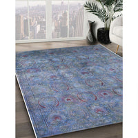 Mid-Century Modern Azure Blue Persian Rug, urb2725