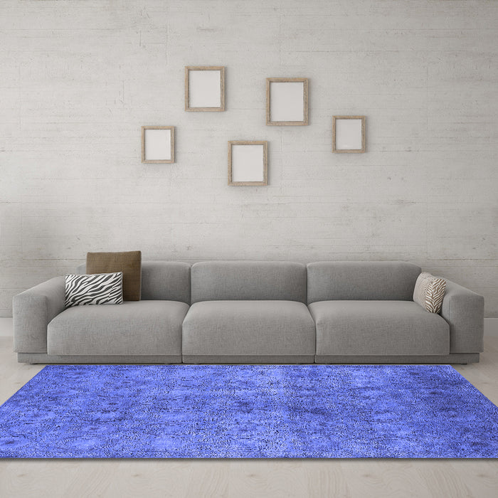 Machine Washable Persian Blue Bohemian Rug in a Living Room, wshurb2725blu