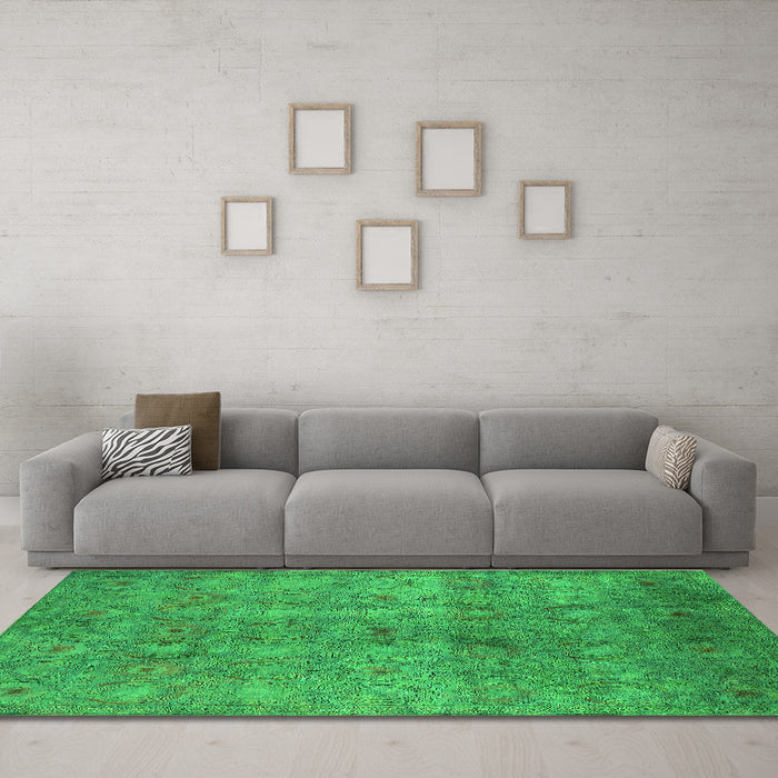 Machine Washable Persian Green Bohemian Area Rugs in a Living Room,, wshurb2725grn