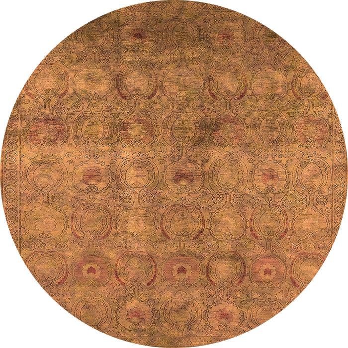 Round Machine Washable Persian Orange Bohemian Area Rugs, wshurb2725org