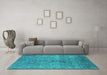 Machine Washable Persian Turquoise Bohemian Area Rugs in a Living Room,, wshurb2725turq