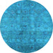 Round Persian Light Blue Bohemian Rug, urb2725lblu